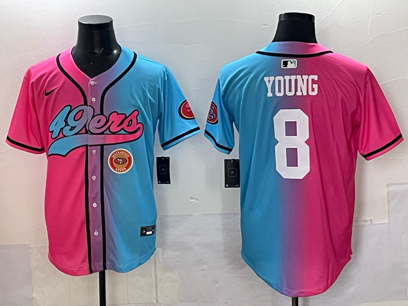 Men 2025 San Francisco 49ers #8 Young Pink Blue pink Nike Limited NFL Jersey 0010->san francisco 49ers->NFL Jersey